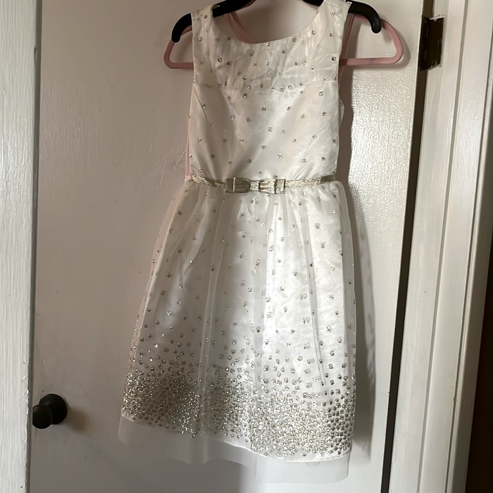 White Strapless Sequin Sundress for bridesmaid or special occasion